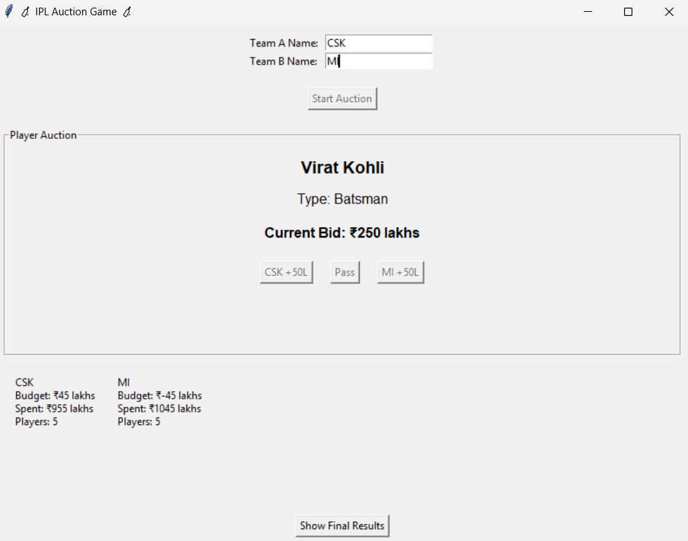 IPL Auction System Using Python