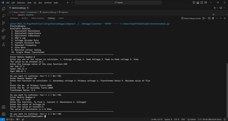 ElectroRookie: A Calculator