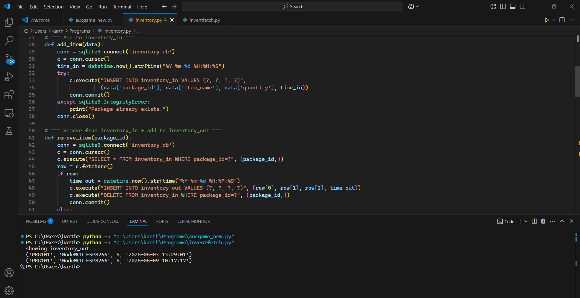 Inventory Management System Using Python and Sqlite