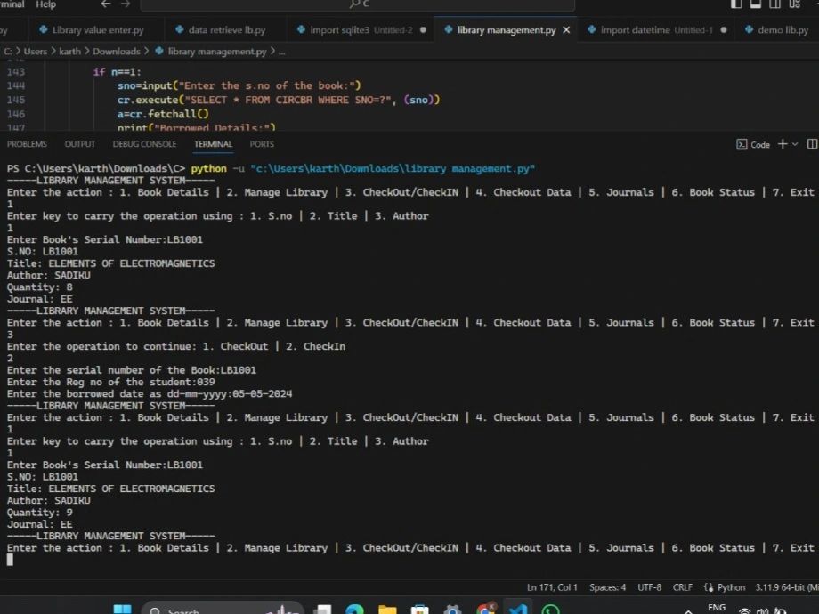 Library Management System Using Python and MySQL