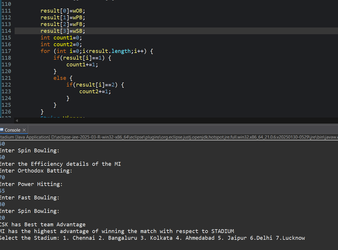 Cricket Match Win Predictor Using Java